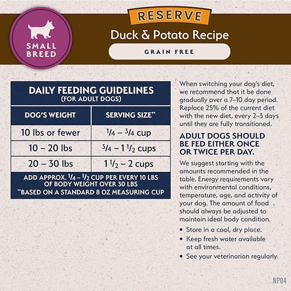 Natural Balance Limited Ingredient Small-Breed Adult Grain-Free Dry Dog Food, Reserve Duck & Potato Recipe, 4 Pound (Pack of 1)