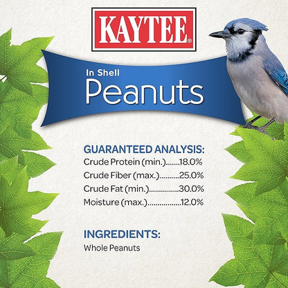 Kaytee Whole Peanuts in Shell for Cardinals, Blue Jays, Woodpeckers and Other Outside Wild Birds, Two 5 Pound Bags