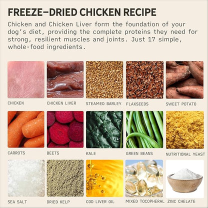 Tally's Ranch Freeze-Dried Raw Dog Food | Complete & Balanced Meal, Topper or Mixer | Real Chicken | High Protein Diet for Picky Eaters | Vet Formulated, Made in USA, Whole Food Ingredients (2lb Bag)