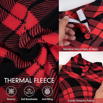 cyeollo Dog Pajamas Medium Size Dogs, Warm Fleece Doggy Pjs Soft Doggie Onesie Winter Dogs Coat Pet Jammies Fall Dog Sweater Pet Clothes Female & Male, Buffalo Plaid XL