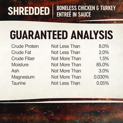Wellness CORE Signature Selects Shredded Adult Canned Wet Cat Food, Natural, Protein Rich, Grain Free, Chicken and Turkey Entrée Recipe, 2.8 oz, Pack of 12 Cans