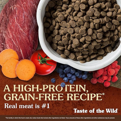 Taste of the Wild High Prairie Canine Grain-Free Recipe with Roasted Bison and Roasted Venison Adult Dry Dog Food, Made with High Protein from Real Meat and Guaranteed Nutrients and Probiotics 14lb