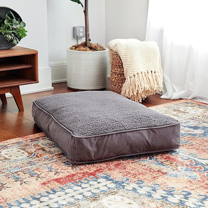 Buster Deluxe Reversible Pillow Style Sherpa Dog Bed, Gray, Small (36 x 24 in.)