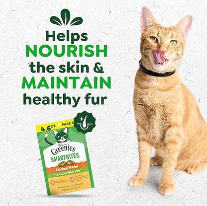 Greenies Feline Smartbites, Cat Treats Healthy Recipe, Indoor Cat Treats, Chicken Flavor, 4.6 oz. Pack