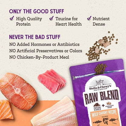 Stella & Chewy's Raw Blend Premium Kibble Cat Food – Grain Free, Protein Rich Meals – Wild-Caught Fish Recipe – 5 lb. Bag