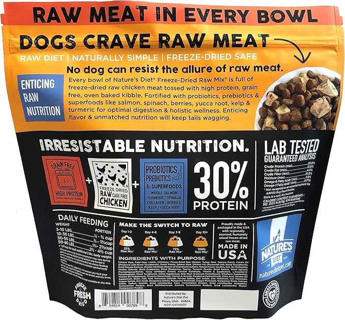 Nature's Diet Raw Mix Kibble with Freeze-Dried Chicken, Superfoods and Probiotics