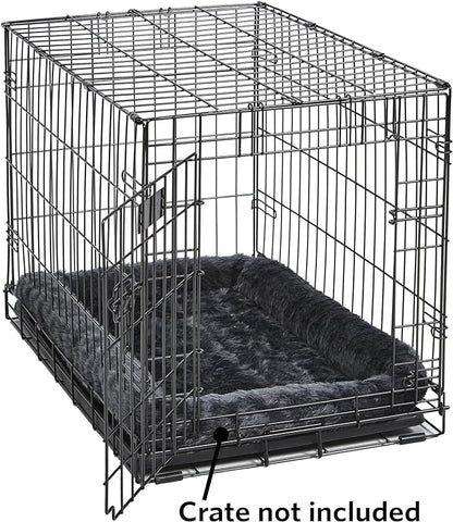 MidWest Homes for Pets QuietTime Dog Bed – Gray Faux Fur Bolster, Ultra-Soft and Machine Washable, Fits 24-Inch Crates and Carriers, for Small Breed Dogs