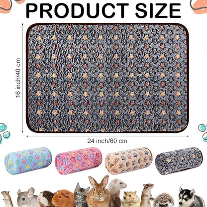 Tudomro 8 Pcs Guinea Pig Blankets Washable Small Pet Fleece Bedding Cage Liners Double Sided Pet Reusable Sleep Mat Pad Cover for Ferret Chinchilla Furniture Protection(Star,16 x 24 Inch)