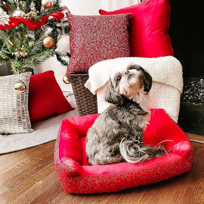 Sparkles Home Pet Bed, Sparkling Rhinestones, Soft, Comfortable Velvet, for Lounging Dogs, Cats, Pets, Charcoal, Large, Sold Individually