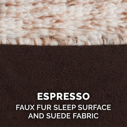 Furhaven Memory Foam Dog Bed for Large Dogs w/ Removable Bolsters & Washable Cover, For Dogs Up to 95 lbs - Two-Tone Plush Faux Fur & Suede L Shaped Chaise - Espresso, Jumbo/XL