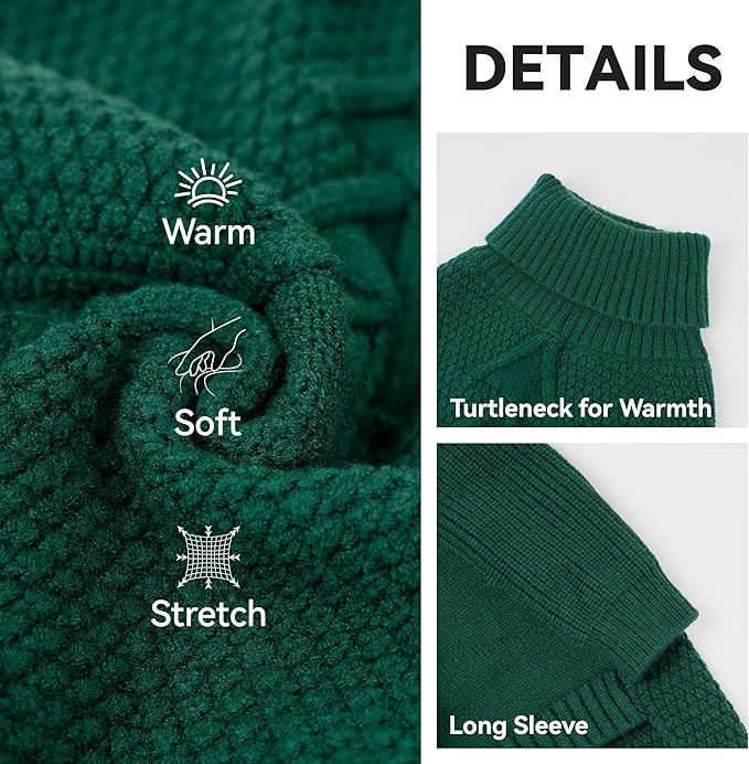 cyeollo 4XL Dog Sweater,Pullover Turtleneck for Large Giant Dogs Classic Knitwear Fall Winter Cold Weather Dog Clothes Warm Pet Apparel Large Big Dogs Sweaters Male&Female, Green XXXXL