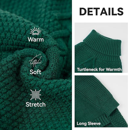 cyeollo Dog Sweater Pullover Turtleneck for Dogs, Classic Knitwear Fall Winter Cold Weather Dog Clothes Warm Pet Apparel Small Medium Large Dog Sweaters, Green L