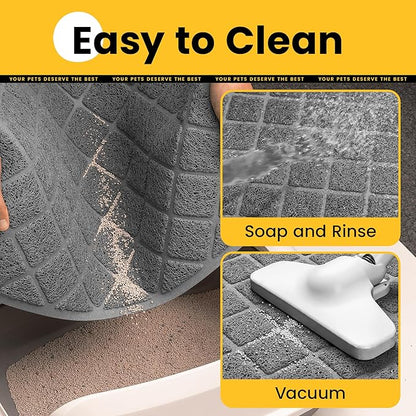 Conlun Cat Litter Mat Litter Trapping Mat, 40" x 28" Premium Durable PVC Grid Mesh with Scatter Control, Non-Slip, Less Waste Cat Litter Box Mat, Soft on Kitty’s Paws, Urine Waterproof