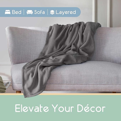 Soft Microfleece Blanket | Queen Size | All-Season Comfort | Super Soft Lightweight Throw | Plush for Bed, Couch, or Travel | Pet-Friendly | Gray
