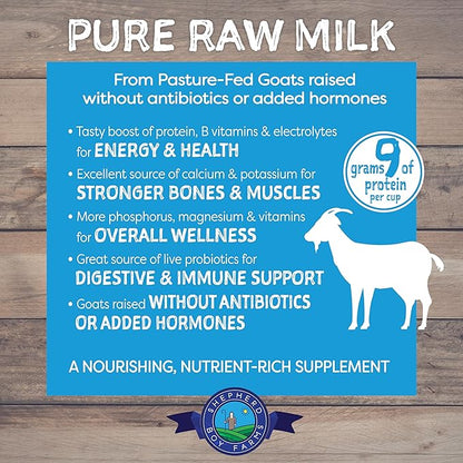 Shepherd Boy Farms Freeze Dried Raw Goats Milk with Probiotics for Dogs & Cats (Classic), High Protein Digestible Goat Milk for Sensitive Stomachs, Food Topper, Dog Camping Essentials - Makes 32 FL OZ