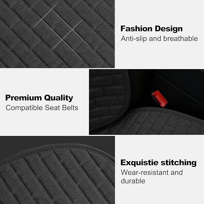 VarCozy Linen Car Seat Covers, Breathable Front Pair Seat Covers for Cars with Non-Slip Protector for All Seasons, Universal Front Seat Covers for Cars, SUVs, Trucks