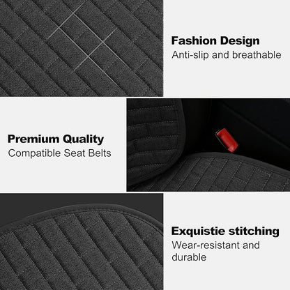 VarCozy Linen Car Seat Covers, Bottom Breathable Seat Covers for Cars for All Seasons with Non-Slip Protector, Universal Seat Covers for Cars, SUVs, Trucks