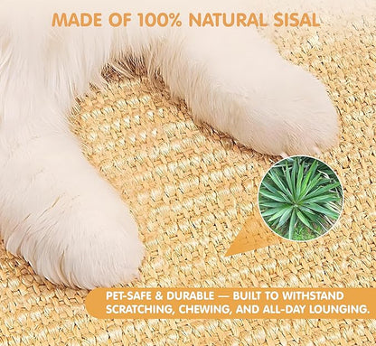 Rabbit Toys & Bunny Scratch Pad, Natural Sisal Nesting Pad Rabbit Scratching Pad for Indoor Cage, 2-in-1 Rabbit Bedding Mat & Chew Toy for Teething & Play, Helps Nail Health (2PCS, 16x12in)