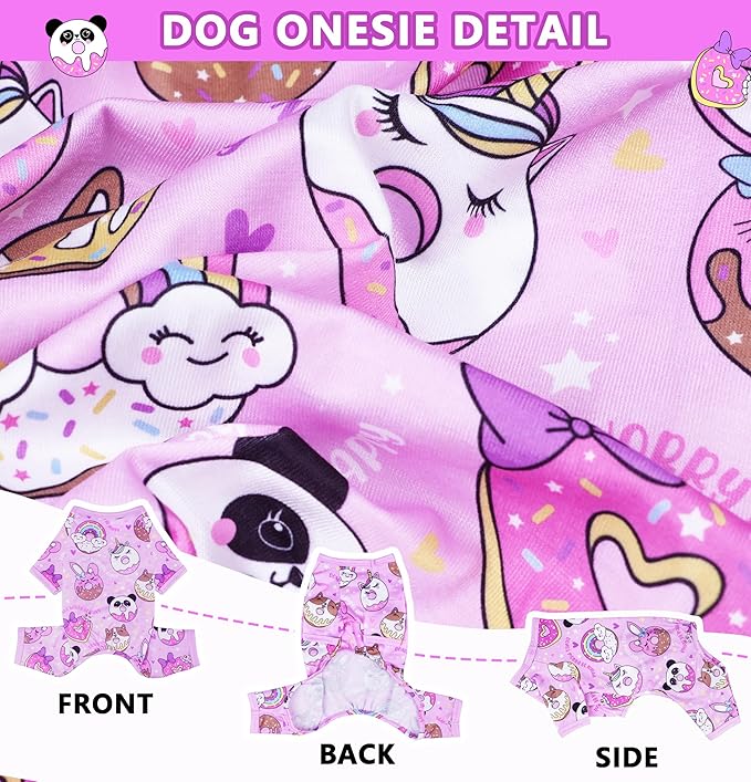Summer Dog Pajamas Cute Donut Print Dog Onesie Dog Clothes for Small Dogs Soft and Lightweight Chihuahua Clothes Elastic Puppy Jumpsuit(Purple, X-Small)