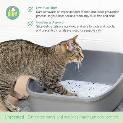 Kitty City Crystal Cat Litter, Silica Gel Crystals for Maximum Odor Control, Unscented & Low Dust, Gentle on Paws, Super Absorbent Cat Litter, 6 lb
