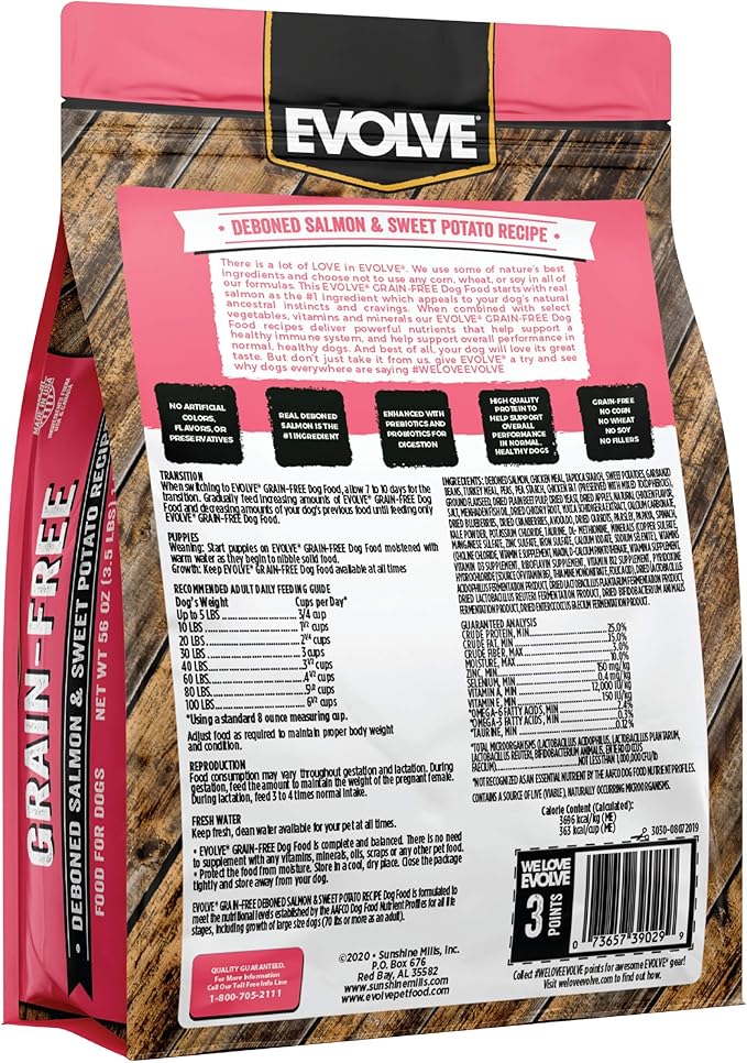 Evolve Grain Free Deboned Salmon & Sweet Potato Recipe Dog Food, 12 lb.