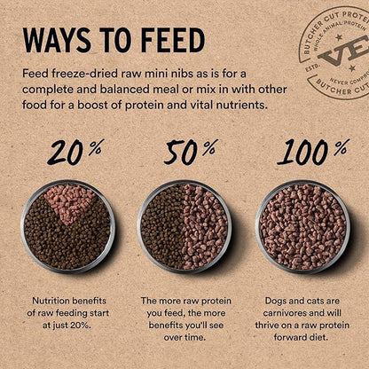 Vital Essentials Freeze Dried Cat Food, Raw Duck Crunchy Mini Nibs | Complete Meal or Topper | 96% Duck, Organs & Bone | Limited Ingredient, High Protein, Grain Free Dry Cat Food | 12 oz Bag