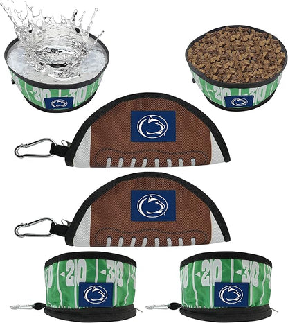 Pets First NCAA Penn State Nittany Lions Collapsible Dog Travel Bowl Set, 2 Pack Food & Water Bowls for Dogs, Best Portable & Lightweight Leak-Proof Dog Bowls for Travel