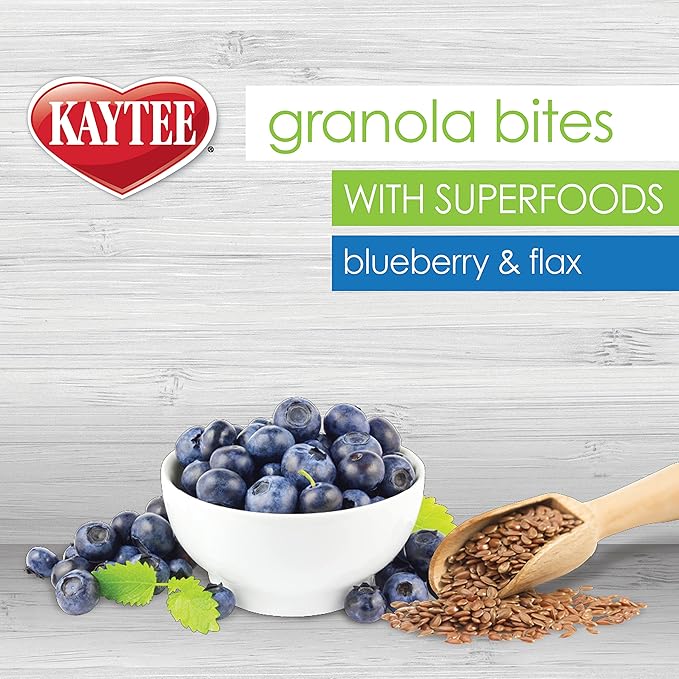 Kaytee Granola Bites with Super Foods Granola Bites and Flax for Pet Birds Conure, Cockatiel, Lovebird, Parakeet, Amazon, African Grey, Ecletus, Pionus, Cockatoos and Macaws, 4.50 Ounce (Pack of 1)