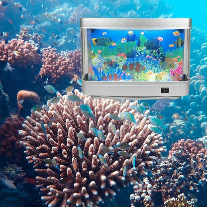Tokenkuko Fake Motion Fish Tank Mini Aquarium, Artificial Tropical Decorative Lamp Night Light with Moving Fish, Gift for Kids(US Plug)