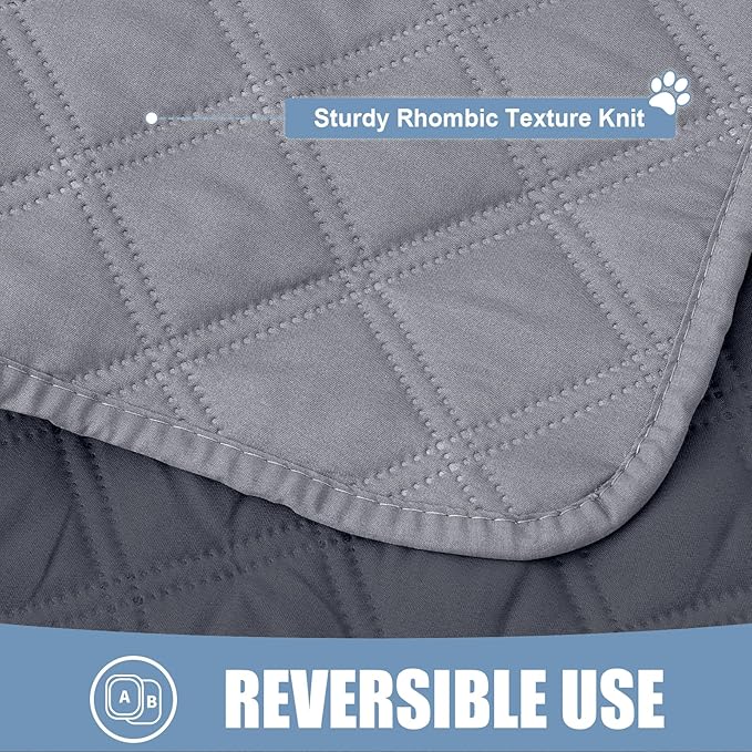 Smiry Waterproof Couch Covers for Dogs Washable, Reversible Pet Couch Covers for 3 Cushion Sofa Pet Friendly, Soft Sofa Furniture Protector for Dogs Cat Kids, Checkered (40"x95", Grey/Dark Grey)
