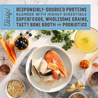Stella & Chewy's SuperBlends Raw Blend Wholesome Grains Wild-Caught Whitefish & Salmon Recipe with Superfoods, 3.25 lb. Bag