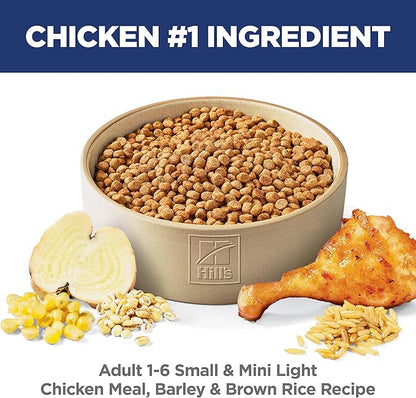Hill's Science Diet Light, Adult 1-6, Small & Mini Breeds Weight Management Support, Dry Dog Food, Chicken & Barley, 4.5 lb Bag