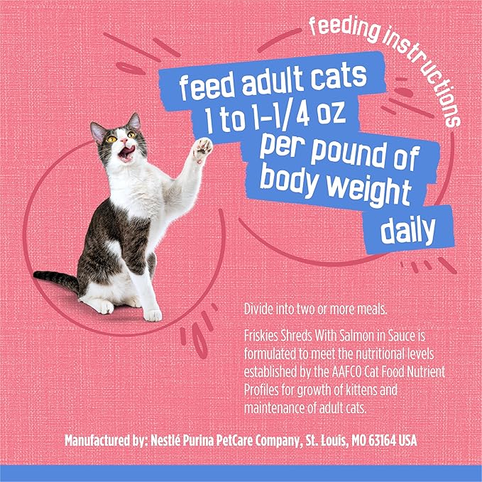 Friskies Purina Shreds with Salmon in Sauce Wet Cat Food - (Pack of 48) 5.5 oz. Cans