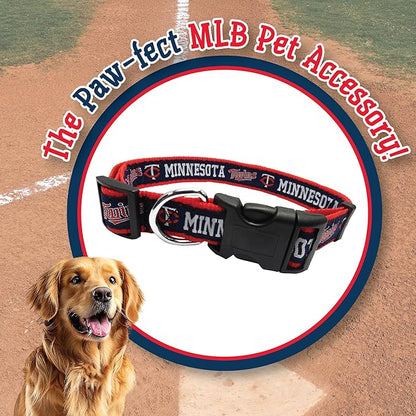 MLB Minnesota Twins Licensed PET COLLAR- Heavy-Duty, Strong, and Durable Dog Collar. Available in 29 Baseball Teams and 4 Sizes