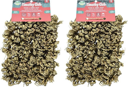 Oxbow Timothy Hay Hide & Seek Mat, Small – Rabbit & Guinea Pig Toys for Chewing & Relaxation, Enrichment for Bunny, Hamster, Chinchilla, Rat, Timothy Hay Small Animal Cage Accessories (Pack of 2)