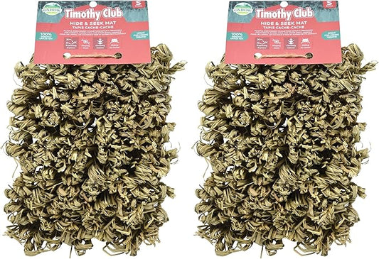 Oxbow Timothy Hay Hide & Seek Mat, Small – Rabbit & Guinea Pig Toys for Chewing & Relaxation, Enrichment for Bunny, Hamster, Chinchilla, Rat, Timothy Hay Small Animal Cage Accessories (Pack of 2)