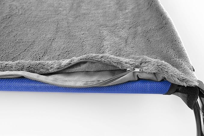 Furhaven Dog Blanket for Cot Beds, Washable w/ Zippered Pouch for Warming/Cooling Inserts - Plush Faux Fur Cot Blanket - Silver Gray, Small