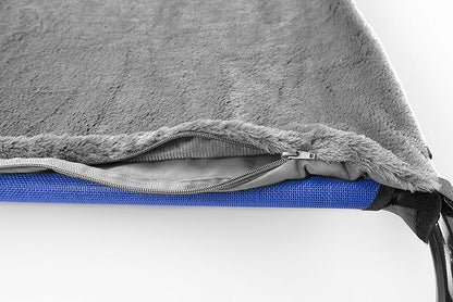 Furhaven Dog Blanket for Cot Beds, Washable w/ Zippered Pouch for Warming/Cooling Inserts - Plush Faux Fur Cot Blanket - Silver Gray, Small
