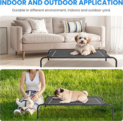 Simple Deluxe Cooling Elevated Dog Bed, Raised Portable Dog Cots Beds No-Slip Feet Durable Portable Indoor & Outdoor Pet Hammock Bed, 42x25.2x8 Inch, Grey