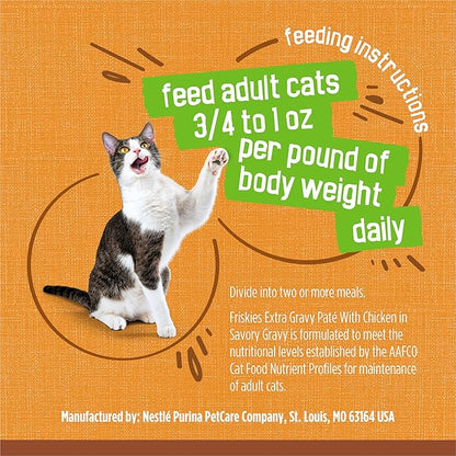 Purina Friskies Gravy Pate, Wet Cat Food Extra Gravy Pate With Chicken in Savory - (Pack of 24) 5.5 oz. Cans