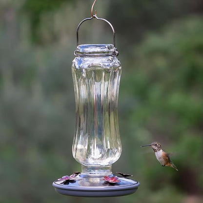 Perky-Pet Starglow Vintage Glass Hummingbird Feeder - 16 fl oz capacity - Humming Bird Feeder for Outdoors - 8132-2