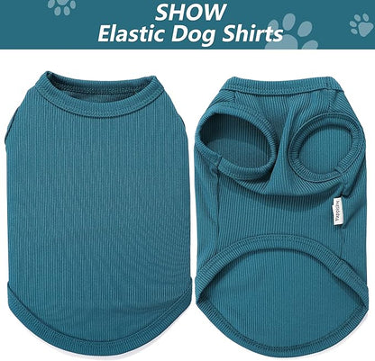 2 Pack Dog Clothes for Small Dogs Summer Dog Shirt Vest Girl Boy Lightweight Puppy T-Shirts Blank Soft and Cool Pet Clothing Sleeveless Medium Large Dog Outfit (Light Blue+Dark Cyan, Medium)