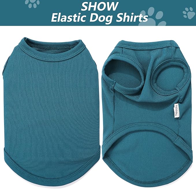 2 Pack Dog Clothes for Small Dogs Summer Dog Shirt Vest Girl Boy Lightweight Puppy T-Shirts Blank Soft and Cool Pet Clothing Sleeveless Medium Large Dog Outfit (Light Blue+Dark Cyan, Small)