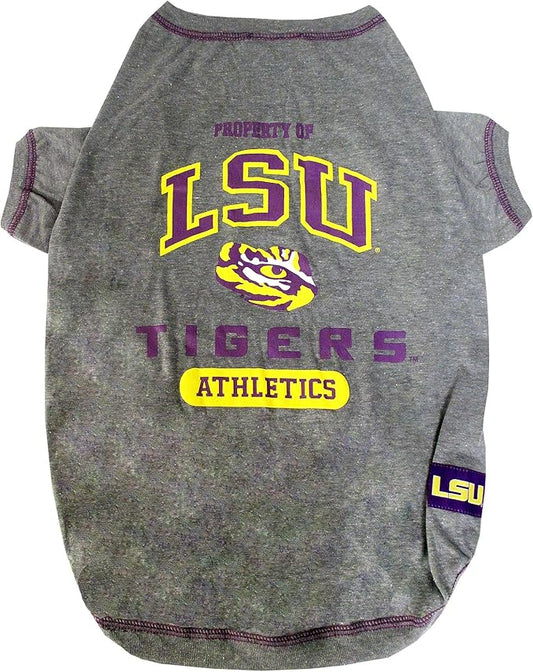 Pets First Collegiate LSU TIGERS Dog T-Shirt, Small. - Licensed Shirt for Pets Team Colored with Team Logos.- Premium Stretchable Materials for the Comfrot of your Dog & Cat.