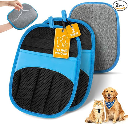 2 Pack Pet Hair Remover Glove for Cats & Dogs, Couch, Carpet, Car Seats | Washable Static 5-finger Mitt, Dog and Cat Hair Remover for Couch, Carpet, Furniture, Car Seats, Rugs and Pet Beds