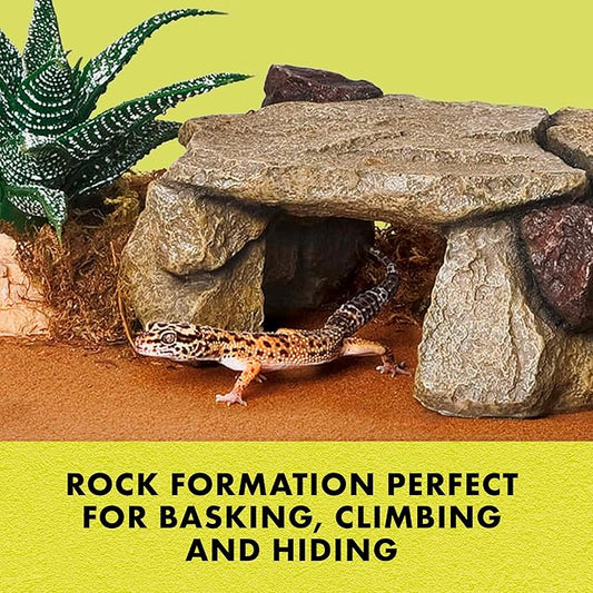 Zilla Shale Rock Den, Naturalistic Rock Décor, Perfect for Basking, Climbing, Hiding, Ideal for Aquatic or Terrestrial Reptile Habitats, Medium