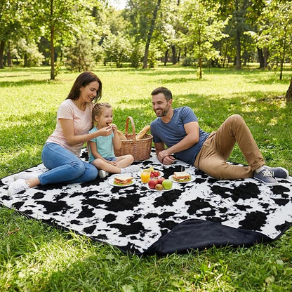 Waterproof Blanket for Bed, Couch, or Car - 60” x 80” Reversible Queen Size Throw Blanket for Reliable Leakproof Furniture Protection - Washable Pet Throws by Lavish Home (Cow Print)
