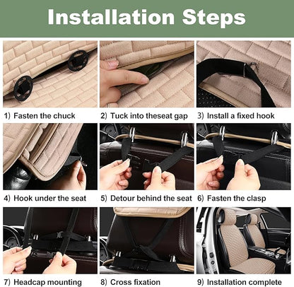 VarCozy Linen Car Seat Covers, Breathable Front Pair Seat Covers for Cars with Non-Slip Protector for All Seasons, Universal Front Seat Covers for Cars, SUVs, Trucks
