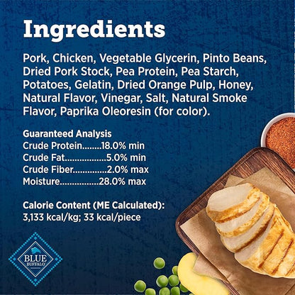 Blue Buffalo True Chews Dog Treats, Made in the USA with Natural Ingredients, Pork and Chicken Sausage Recipe, 14-oz Bag