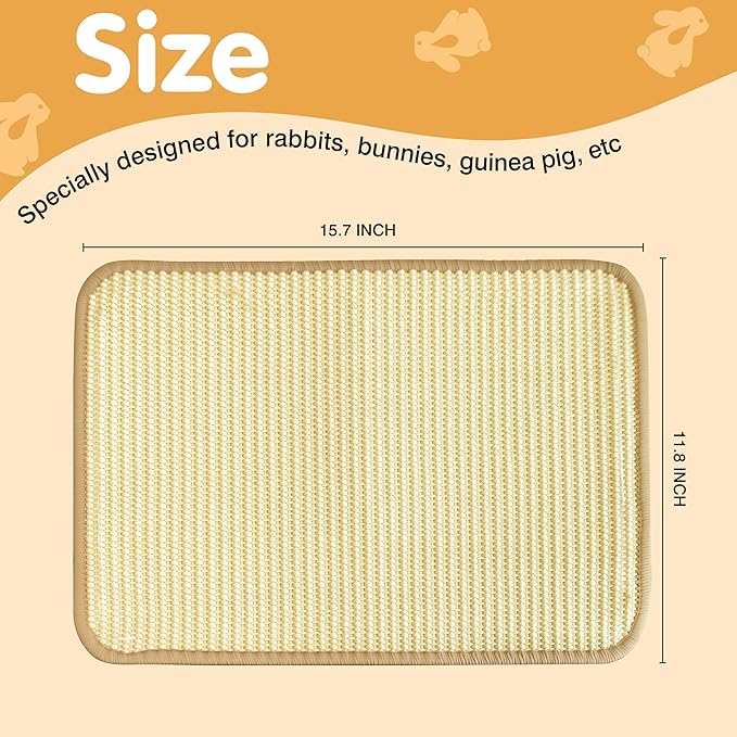 Rabbit Toys & Bunny Scratch Pad, Natural Sisal Nesting Pad Rabbit Scratching Pad for Indoor Cage, 2-in-1 Rabbit Bedding Mat & Chew Toy for Teething & Play, Helps Nail Health (2PCS, 16x12in)